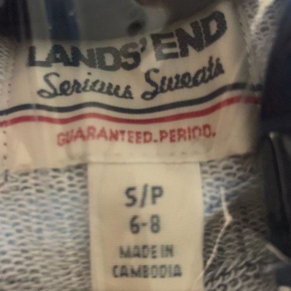 NWT LANDS' END LONG SLEEVE QUARTER ZIP SWEATSHIRT DEEP SEA NAVY MULTI STRIPE S/P - Picture 5 of 5